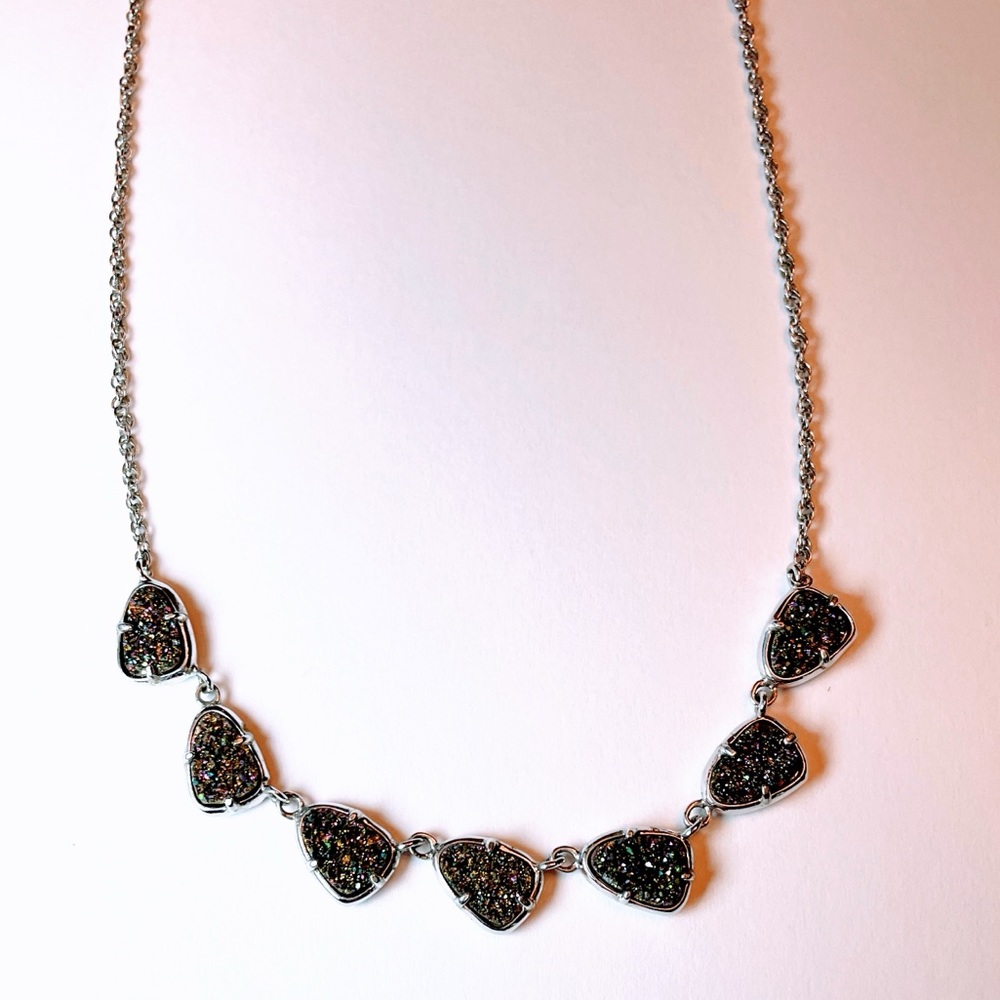 Kendra Scott Black Rainbow Drusy Necklace & Earrings Set - dainty and sparkly